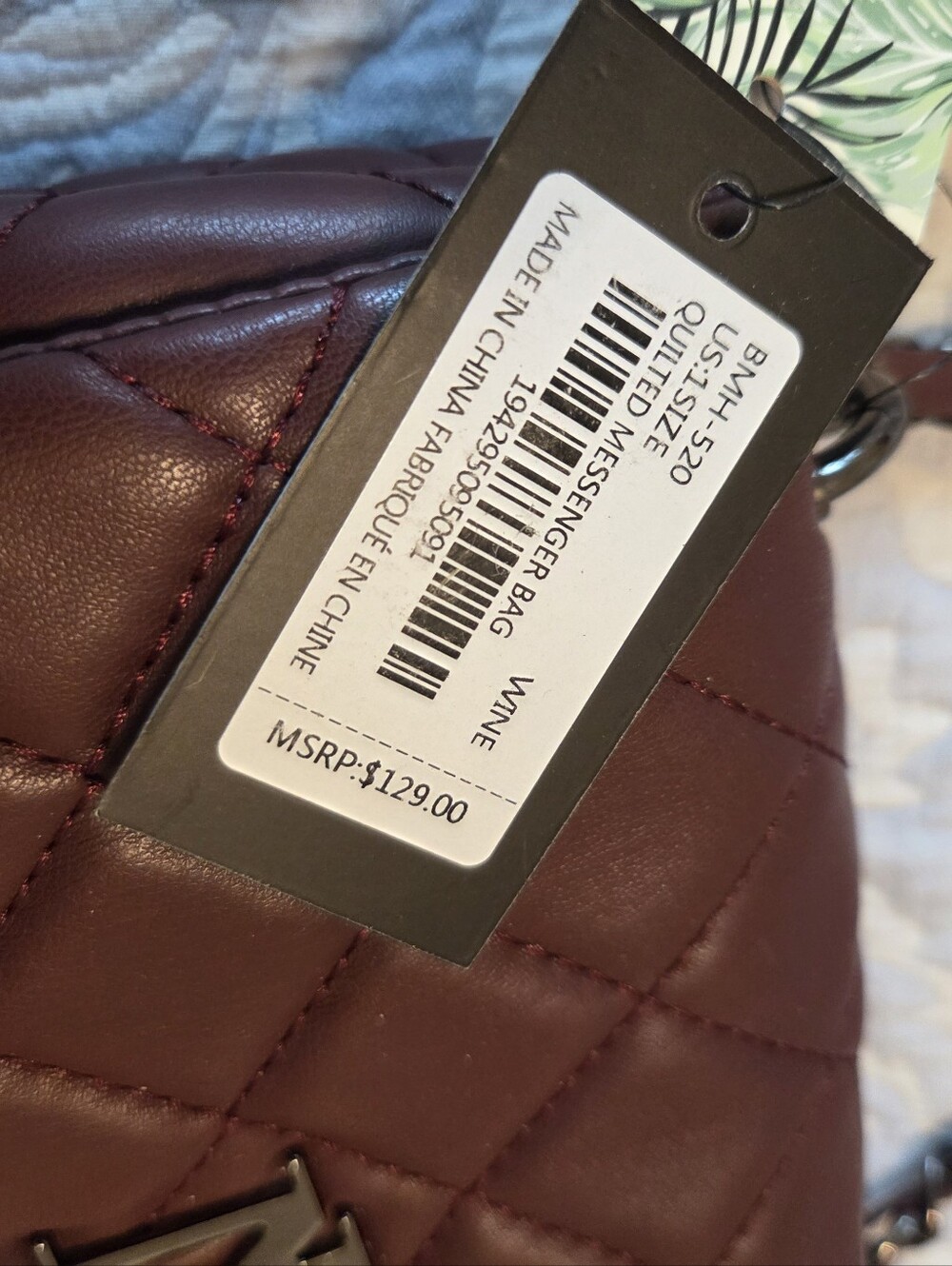 NWT Badgley Mischka Quilted Wine Crossbody Bag with Chain Strap - Picture 15 of 16